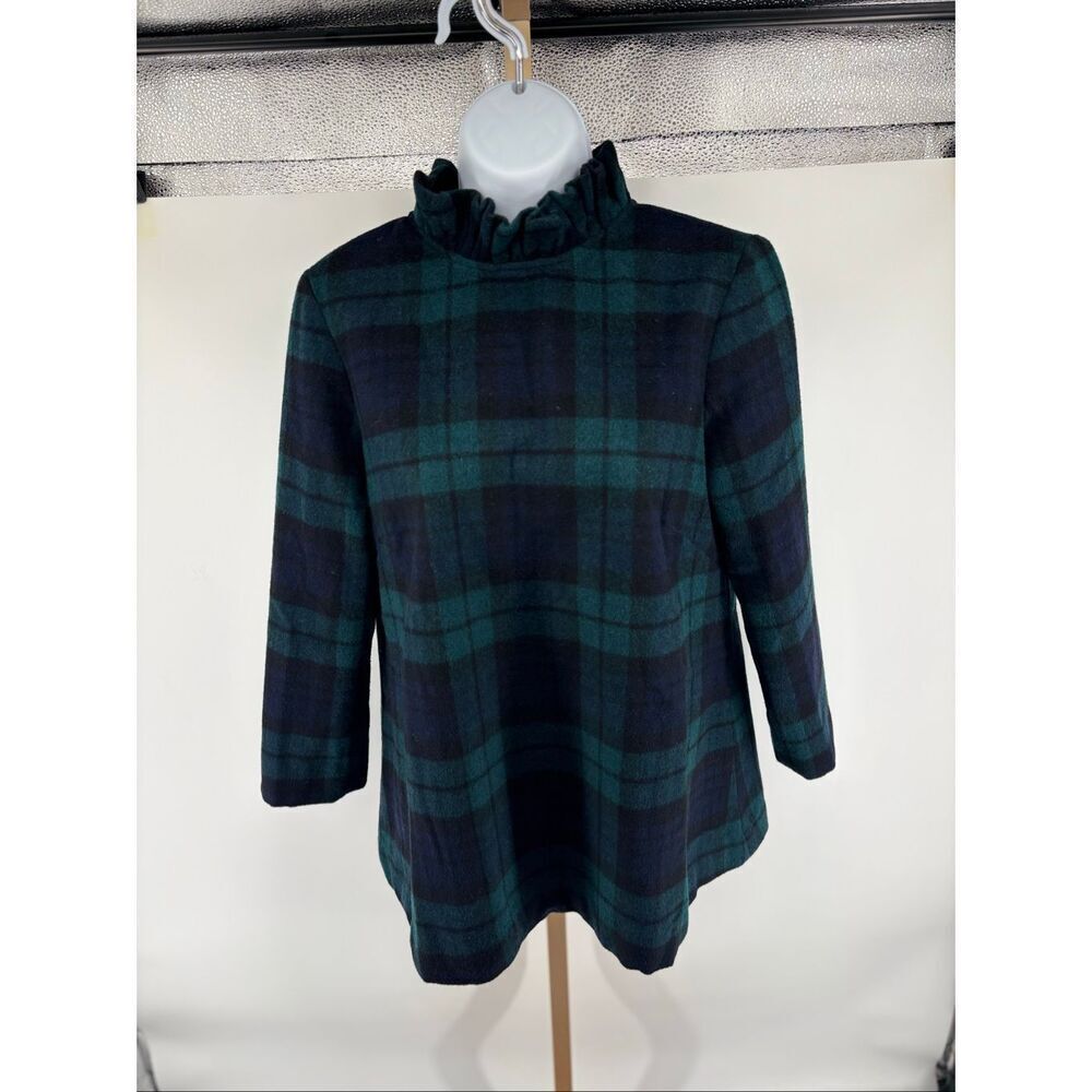 Tuckernuck Blackwatch Plaid Faye Blouse S Top Ruffle Collar Bow Wool Blend